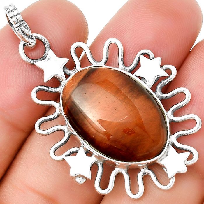 Star - Natural Red Tiger Eye Pendant SDP131420 P-1454, 15x21 mm