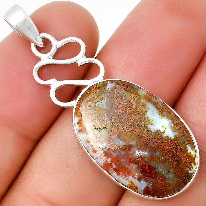 Natural Red Moss Agate Pendant SDP131480 P-1554, 15x24 mm