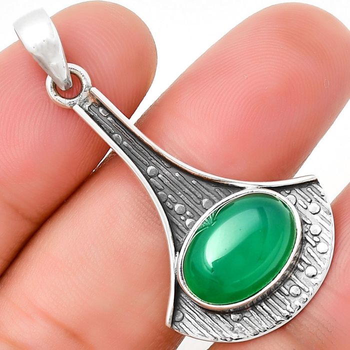 Natural Green Onyx Pendant SDP131596 P-1195, 10x14 mm