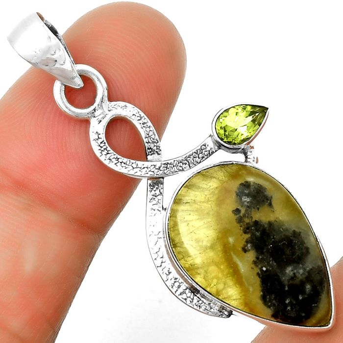 Natural Australian Prehnite & Peridot Pendant SDP131989 P-1111, 14x21 mm