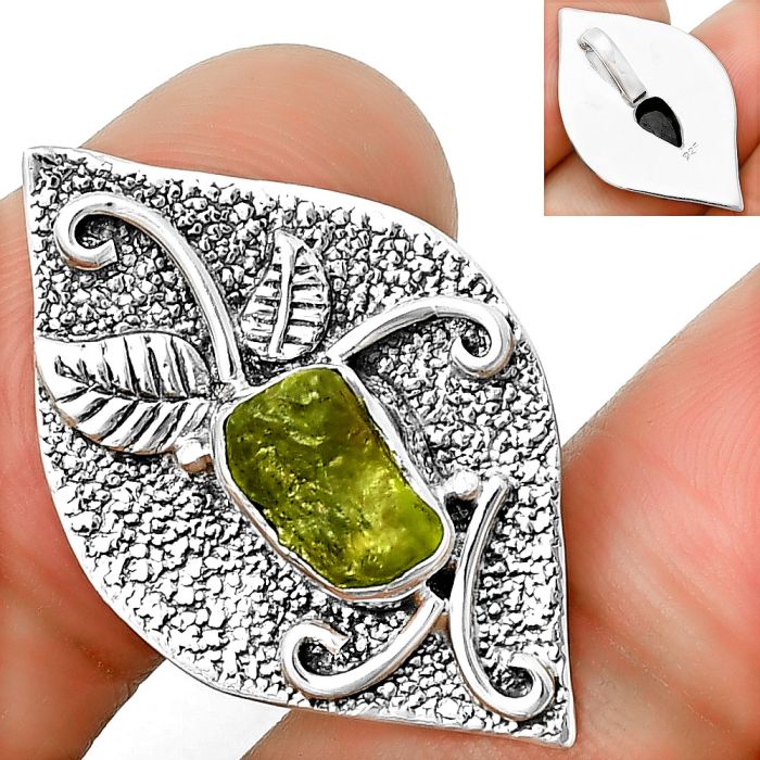 Natural Peridot Rough Pendant SDP132171 P-1518, 6x9 mm