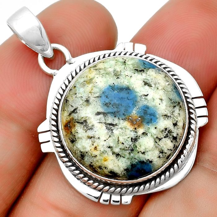 Natural K2 Blue - Azurite In Quartz Pendant SDP132502 P-1463, 19x19 mm