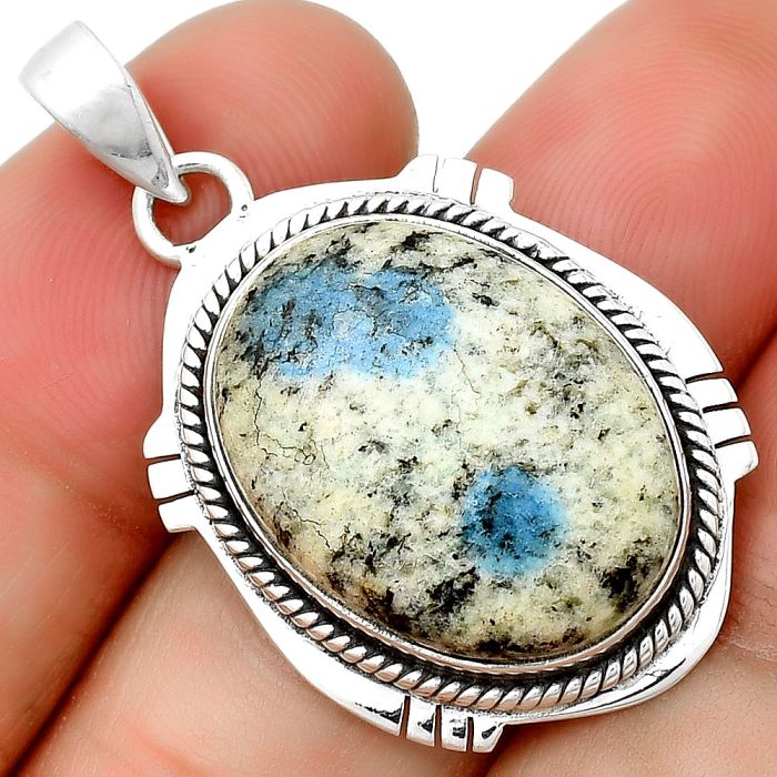 Natural K2 Blue - Azurite In Quartz Pendant SDP132524 P-1463, 17x22 mm