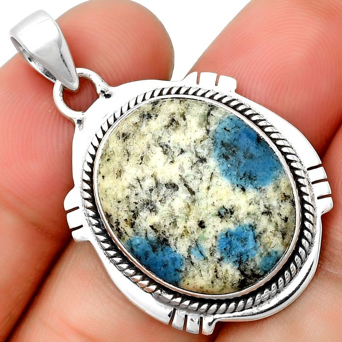 Natural K2 Blue - Azurite In Quartz Pendant SDP132532 P-1463, 17x21 mm