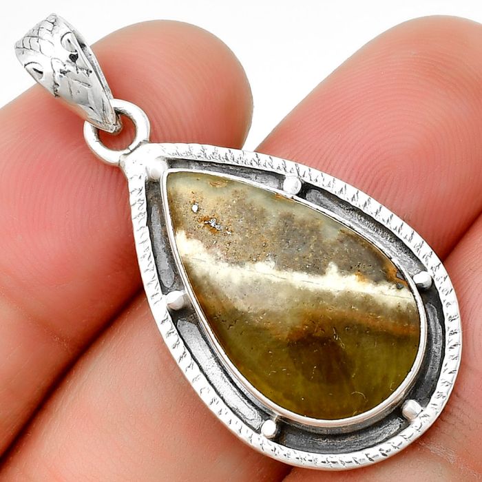 Natural Australian Prehnite Pendant SDP132636 P-1495, 13x22 mm