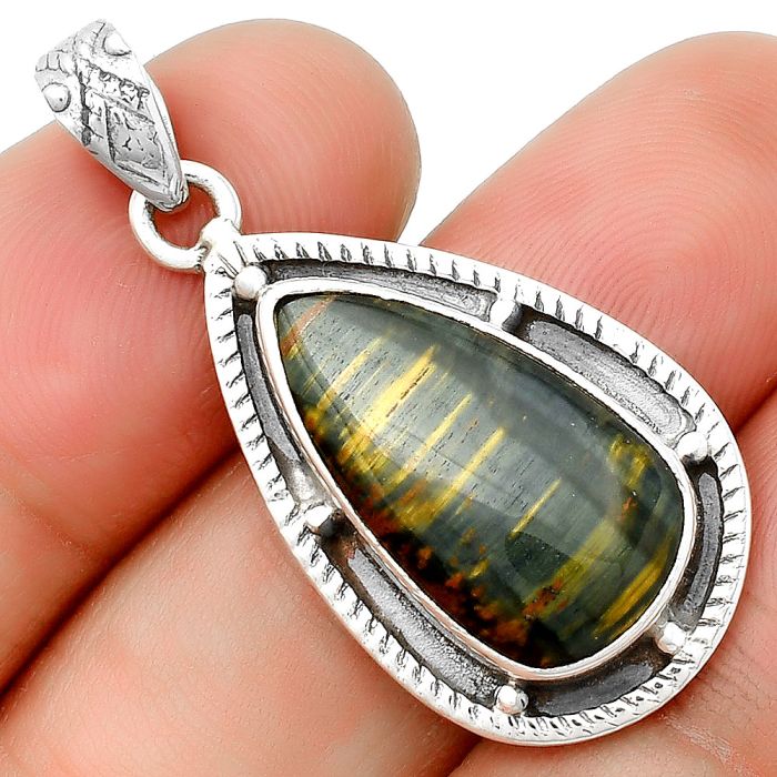 Natural Blue Tiger Eye Pendant SDP132653 P-1495, 11x20 mm