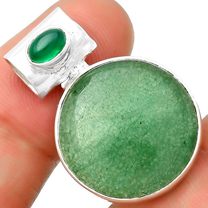 Natural Green Aventurine & Green onyx Pendant SDP132712 P-1300, 20x20 mm