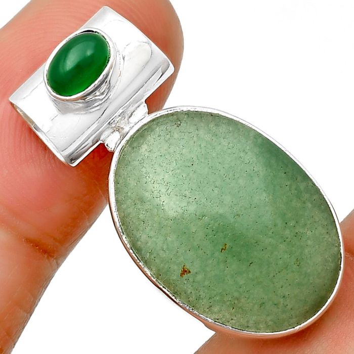 Natural Green Aventurine & Green onyx Pendant SDP132726 P-1300, 15x21 mm