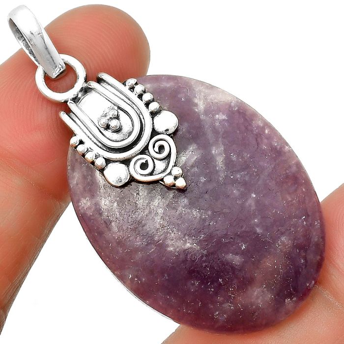 Natural Purple Lepidolite Pendant SDP132889 P-1313, 26x34 mm