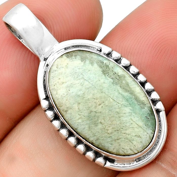 Dendritic Chrysoprase - Africa 925 Sterling Silver Pendant Jewelry SDP132929 P-1326, 12x19 mm