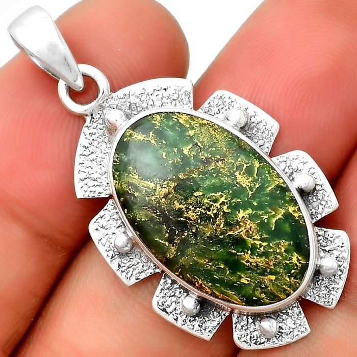 Natural Green Fuchsite Pendant SDP133067 P-1485, 13x21 mm