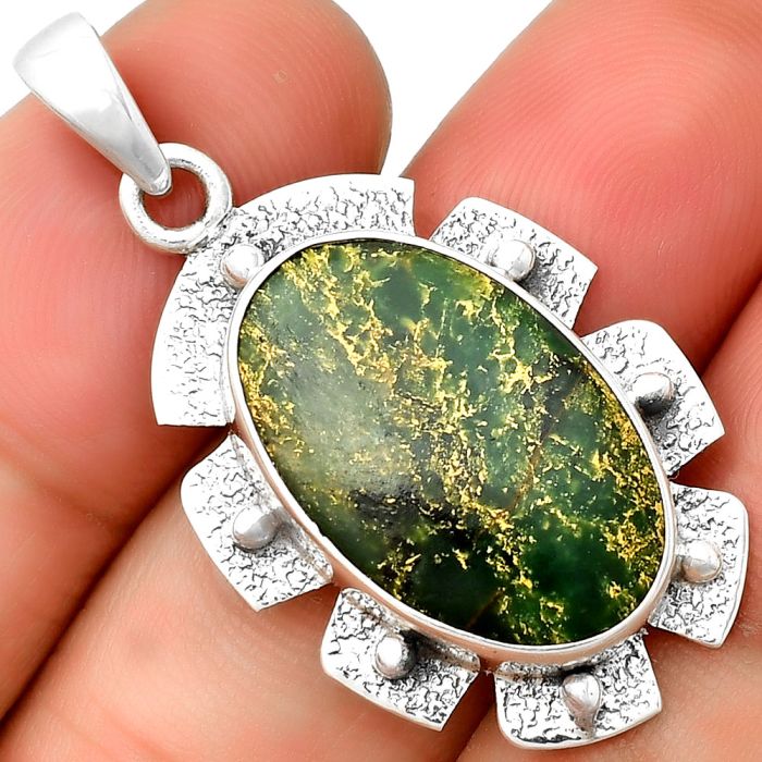 Natural Green Fuchsite Pendant SDP133086 P-1485, 14x21 mm