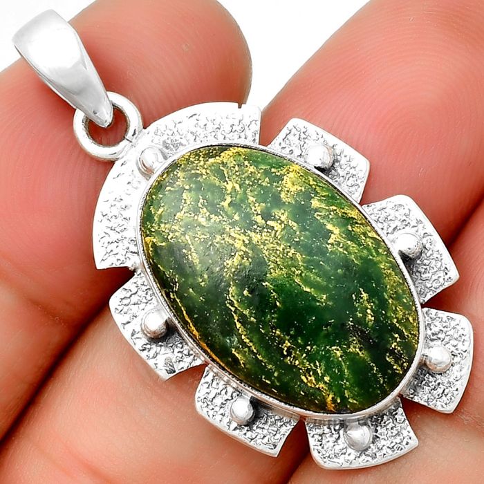 Natural Green Fuchsite Pendant SDP133091 P-1485, 14x22 mm