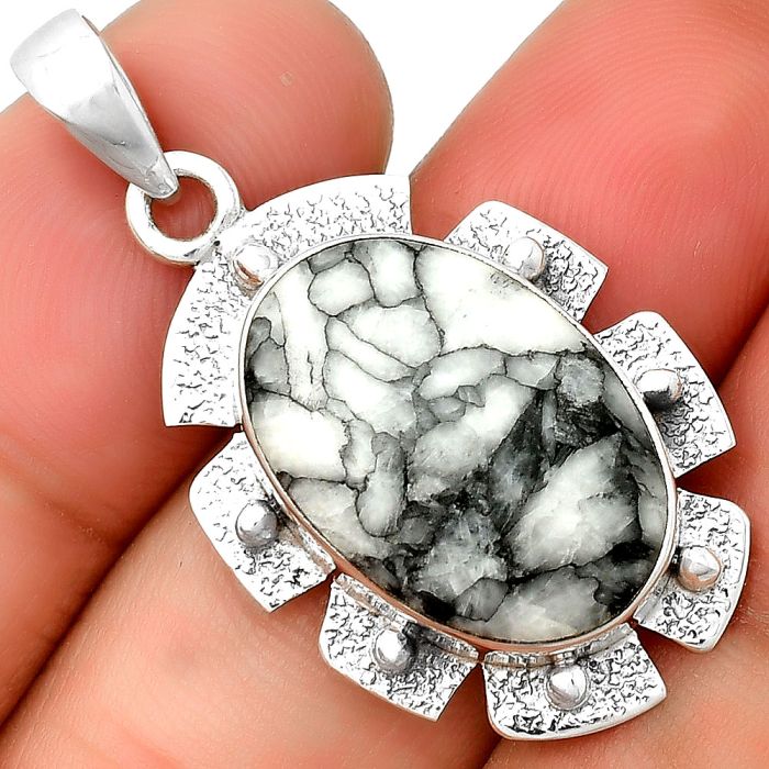 Natural Pinolith Stone Pendant SDP133093 P-1485, 14x20 mm