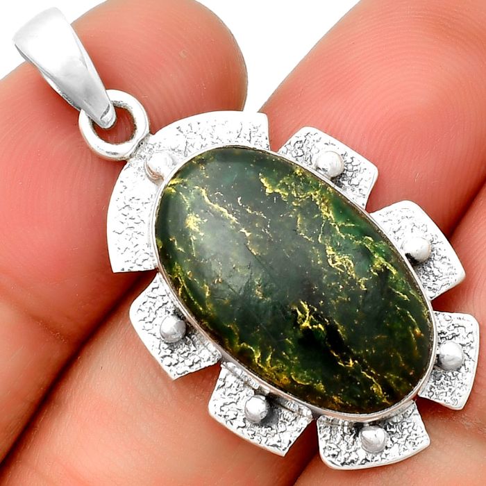 Natural Green Fuchsite Pendant SDP133095 P-1485, 13x22 mm