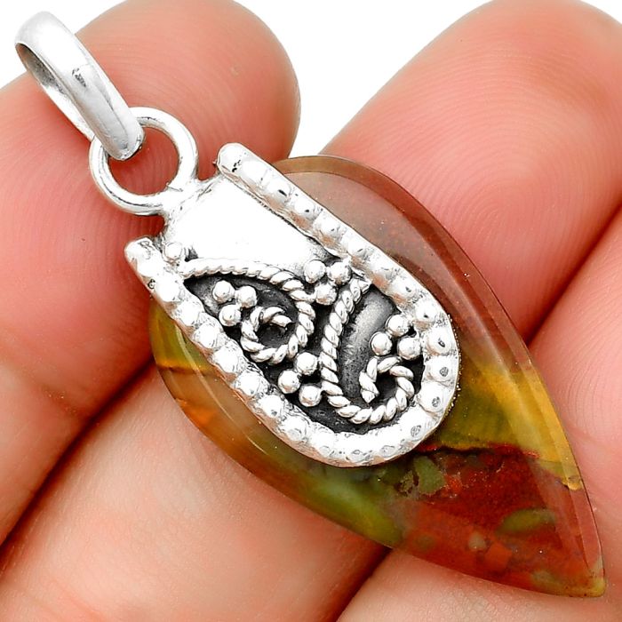 Natural Blood Stone - India Pendant SDP133174 P-1313, 18x30 mm