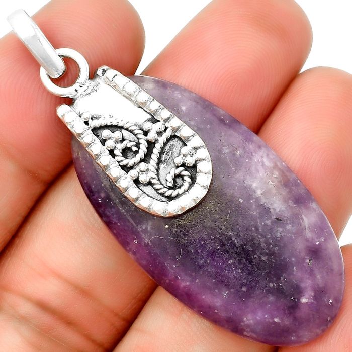 Natural Purple Lepidolite Pendant SDP133180 P-1313, 21x41 mm