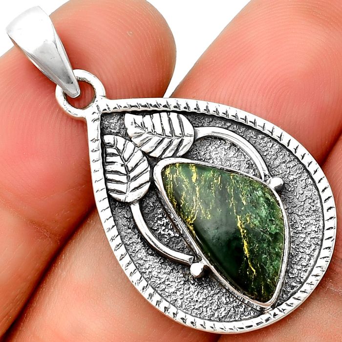 Natural Green Fuchsite Pendant SDP133262 P-1138, 9x17 mm