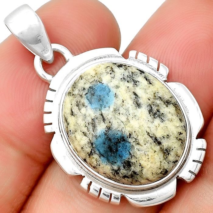 Natural K2 Blue - Azurite In Quartz Pendant SDP133460 P-1179, 16x19 mm