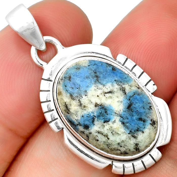 Natural K2 Blue - Azurite In Quartz Pendant SDP133479 P-1179, 13x19 mm