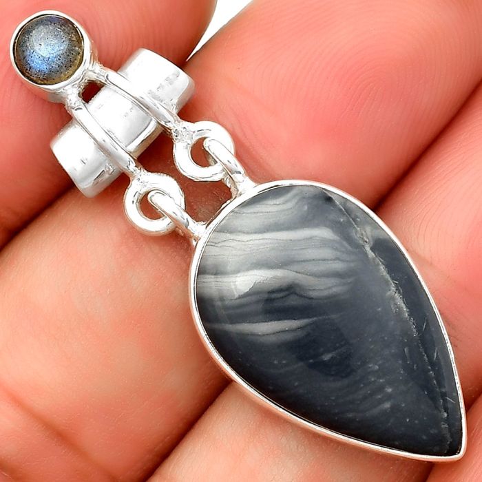 Picasso Jasper & Blue Labradorite Pendant SDP133604 P-1276, 14x22 mm