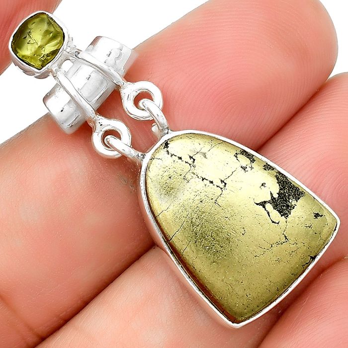 Apache Gold Healer's Gold & Peridot Rough Pendant SDP133611 P-1276, 15x20 mm