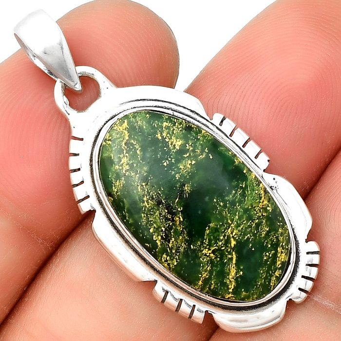 Natural Green Fuchsite Pendant SDP134313 P-1179, 13x22 mm