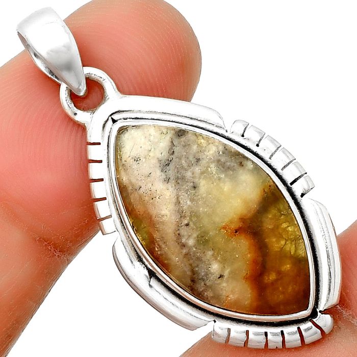 Natural Australian Prehnite Pendant SDP134327 P-1179, 13x23 mm