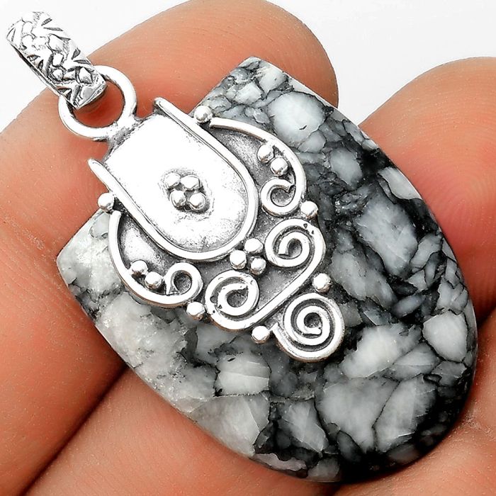 Natural Pinolith Stone Pendant SDP134456 P-1313, 24x29 mm