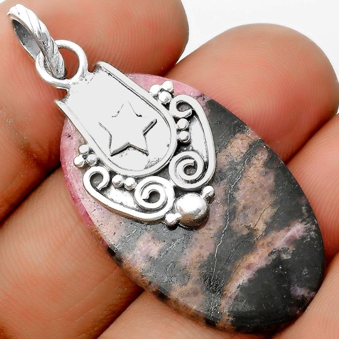 Star - Natural Rhodonite Pendant SDP134662 P-1313, 21x34 mm