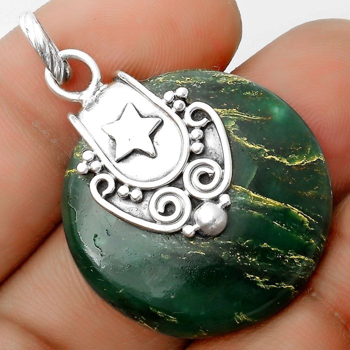 Star - Natural Green Fuchsite Pendant SDP134668 P-1313, 27x27 mm