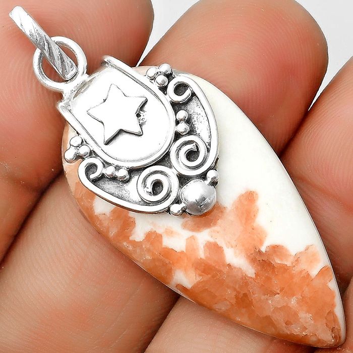 Star - Natural Orange Scolecite - India Pendant SDP134681 P-1313, 19x36 mm