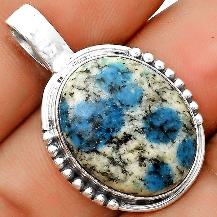 Natural K2 Blue - Azurite In Quartz Pendant SDP134715 P-1326, 17x20 mm