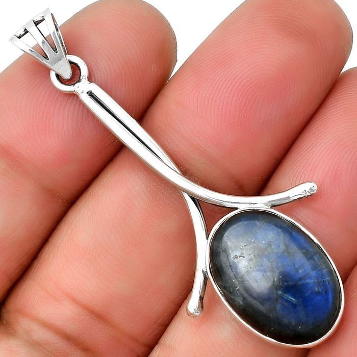 Blue Fire Labradorite - Madagascar Pendant SDP134840 P-1054, 12x17 mm