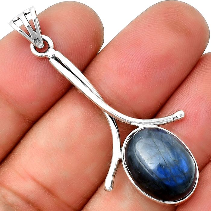 Blue Fire Labradorite - Madagascar Pendant SDP134847 P-1054, 12x16 mm