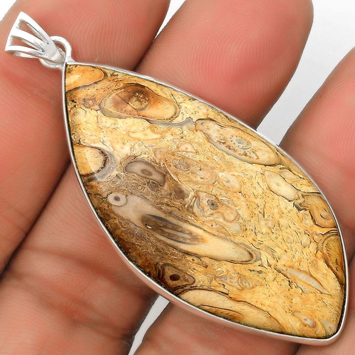 Natural Rock Calcy Pendant SDP135168 P-1001, 24x50 mm