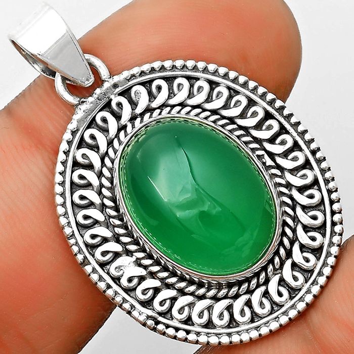 Natural Green Onyx Pendant SDP135226 P-1537, 12x16 mm