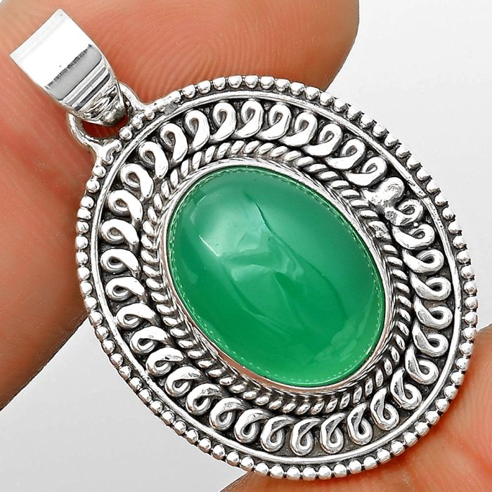 Natural Green Onyx Pendant SDP135233 P-1537, 12x16 mm