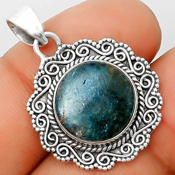 Natural Blue Apatite - Madagascar Pendant SDP135268 P-1214, 14x14 mm