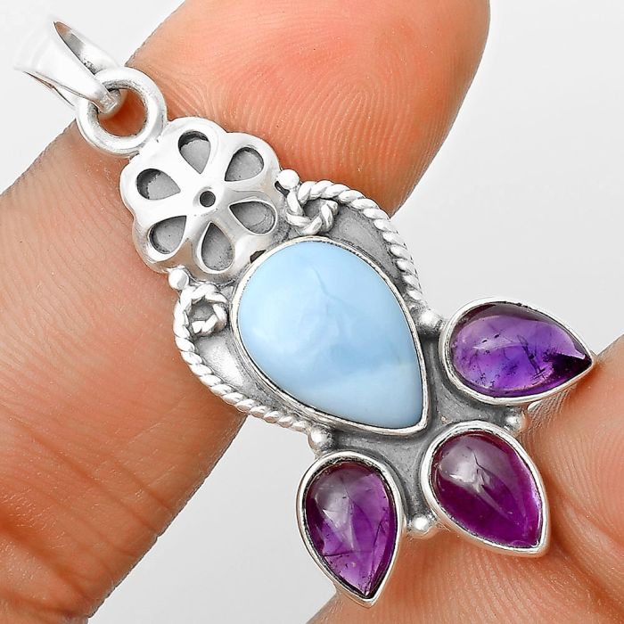 Natural Owyhee Opal & Amethyst Pendant SDP135918 P-1570, 9x14 mm