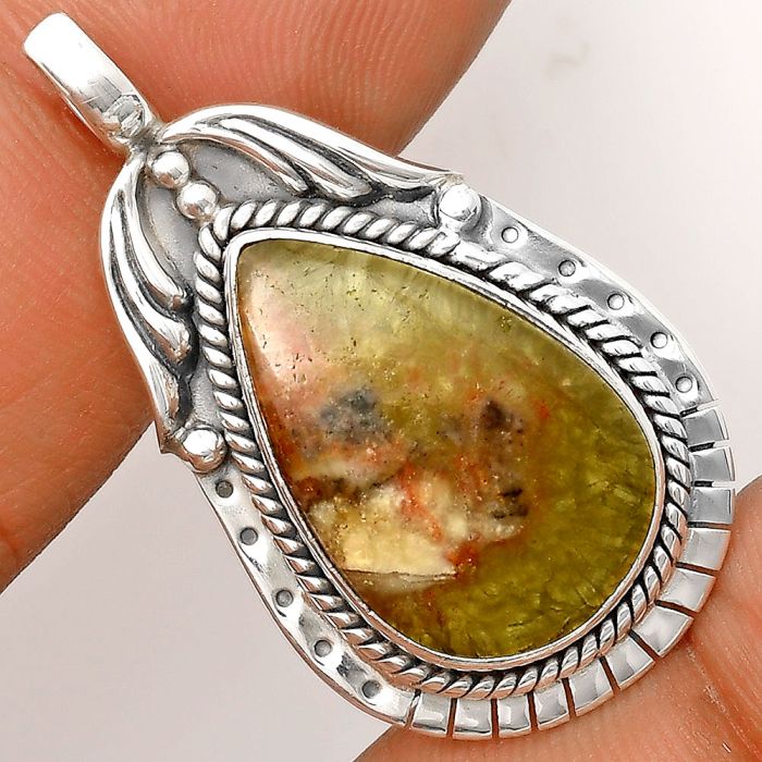 Natural Australian Prehnite Pendant SDP135986 P-1568, 14x21 mm