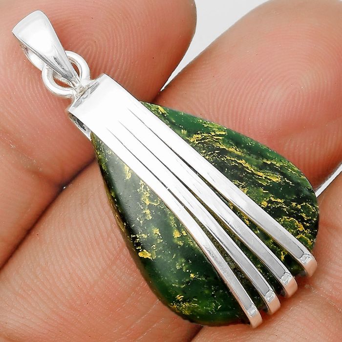 Natural Green Fuchsite Pendant SDP136049 P-1302, 19x27 mm