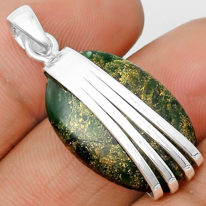 Natural Green Fuchsite Pendant SDP136051 P-1302, 16x24 mm