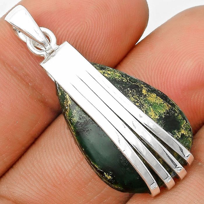 Natural Green Fuchsite Pendant SDP136064 P-1302, 17x27 mm