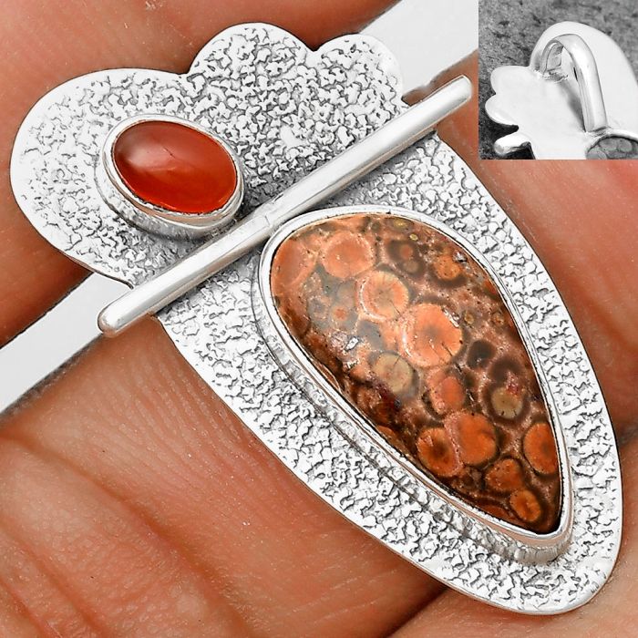 Natural Poppy Jasper & Carnelian Pendant SDP136090 P-1338, 9x18 mm