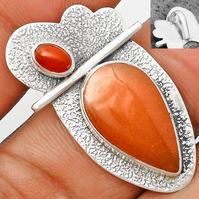 Natural Orange Aventurine & Carnelian Pendant SDP136097 P-1338, 11x19 mm