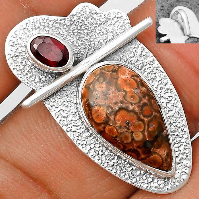 Natural Poppy Jasper & Garnet Pendant SDP136103 P-1338, 9x17 mm