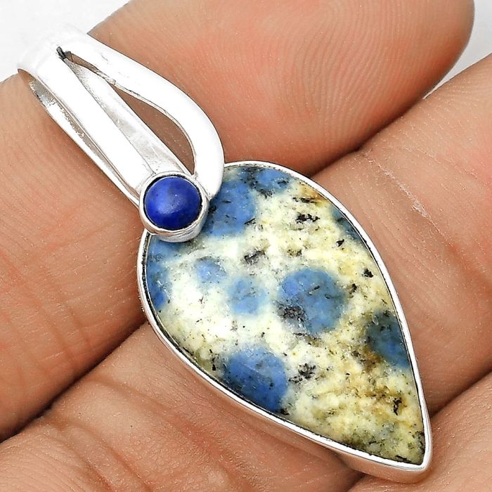 K2 Blue - Azurite In Quartz & Lapis Lazuli Pendant SDP136205 P-1606, 15x25 mm