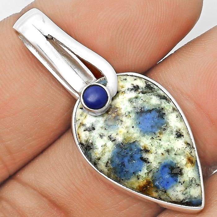 K2 Blue - Azurite In Quartz & Lapis Lazuli Pendant SDP136206 P-1606, 16x24 mm