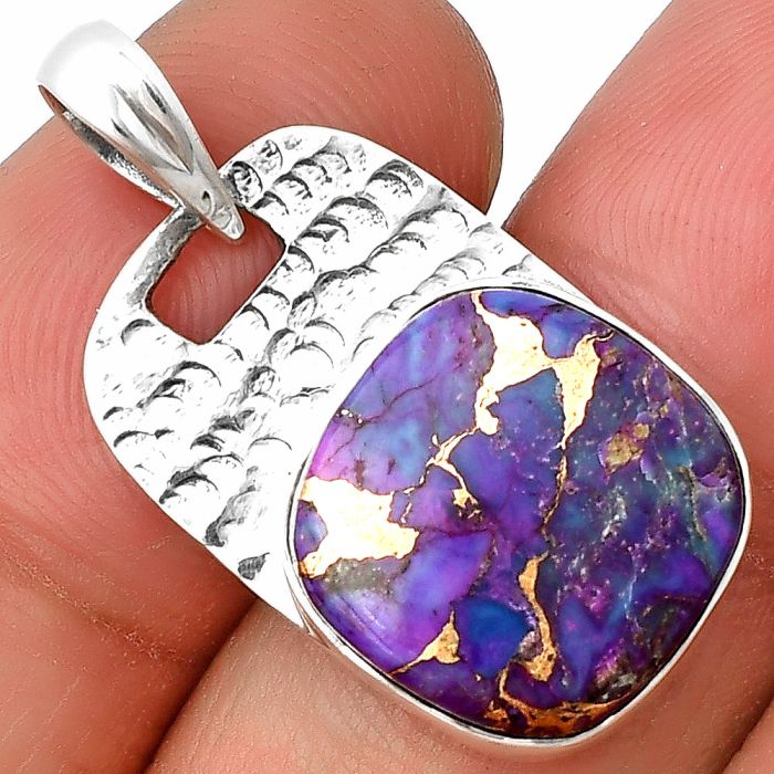 Copper Purple Turquoise Pendant SDP136335 P-1106, 14x14 mm